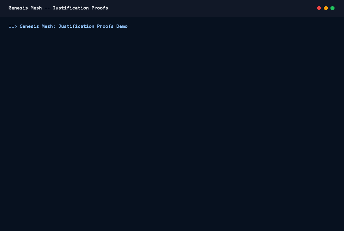 Justification proofs and gate trace demo